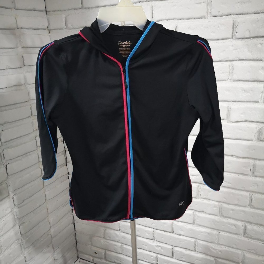 Denise Austin Qwick-Dri Full Zip Black Ladies Athletic Hooded Jacket